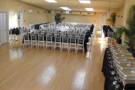 Our 2100 square foot Banquet Hall can seat up to 200 guests (shown)...and still have a dance floor.